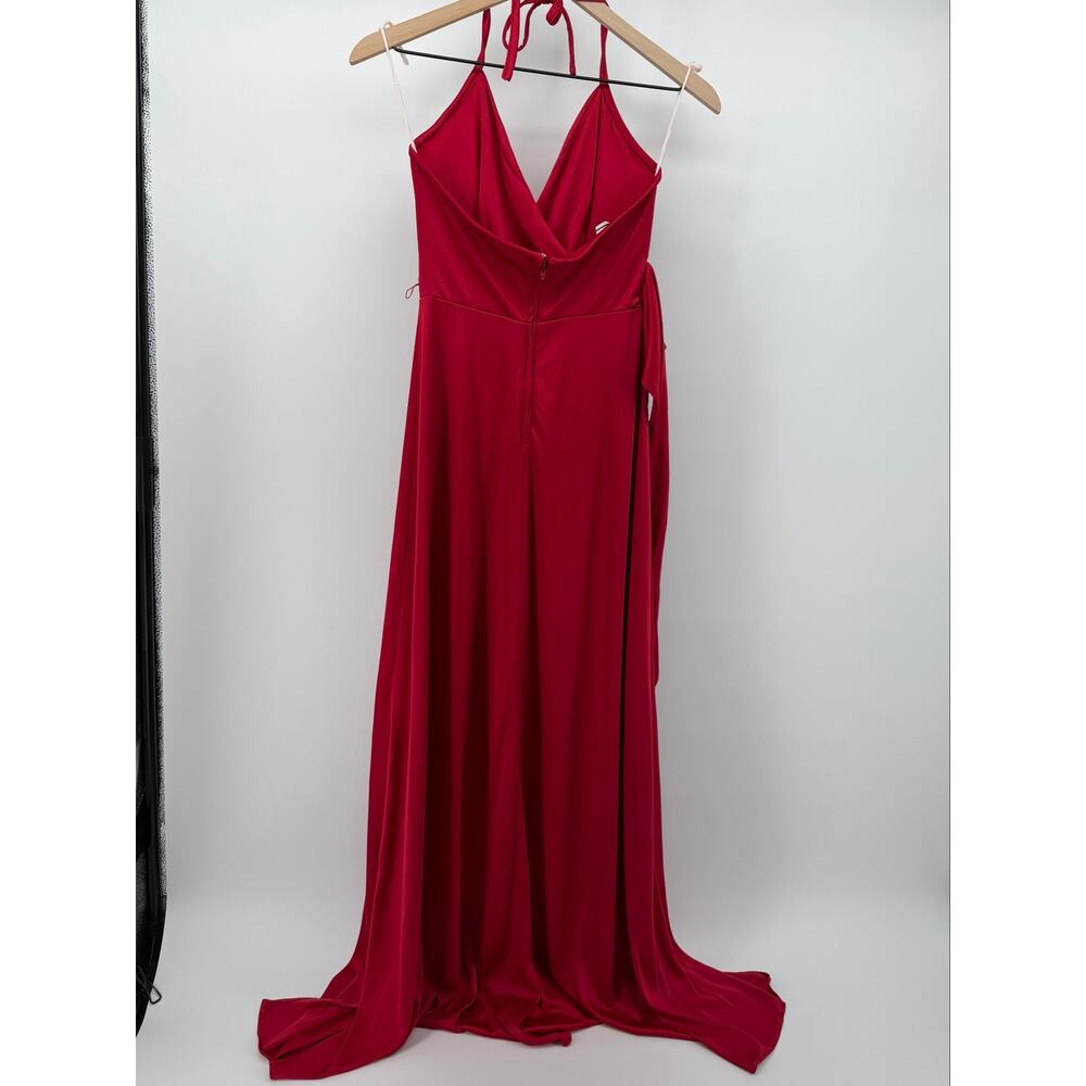 Vintage 70 s Red Halter Neck Maxi Gown XS Studio 54 Disco Glam Old Hollywood - Picture 4 of 8